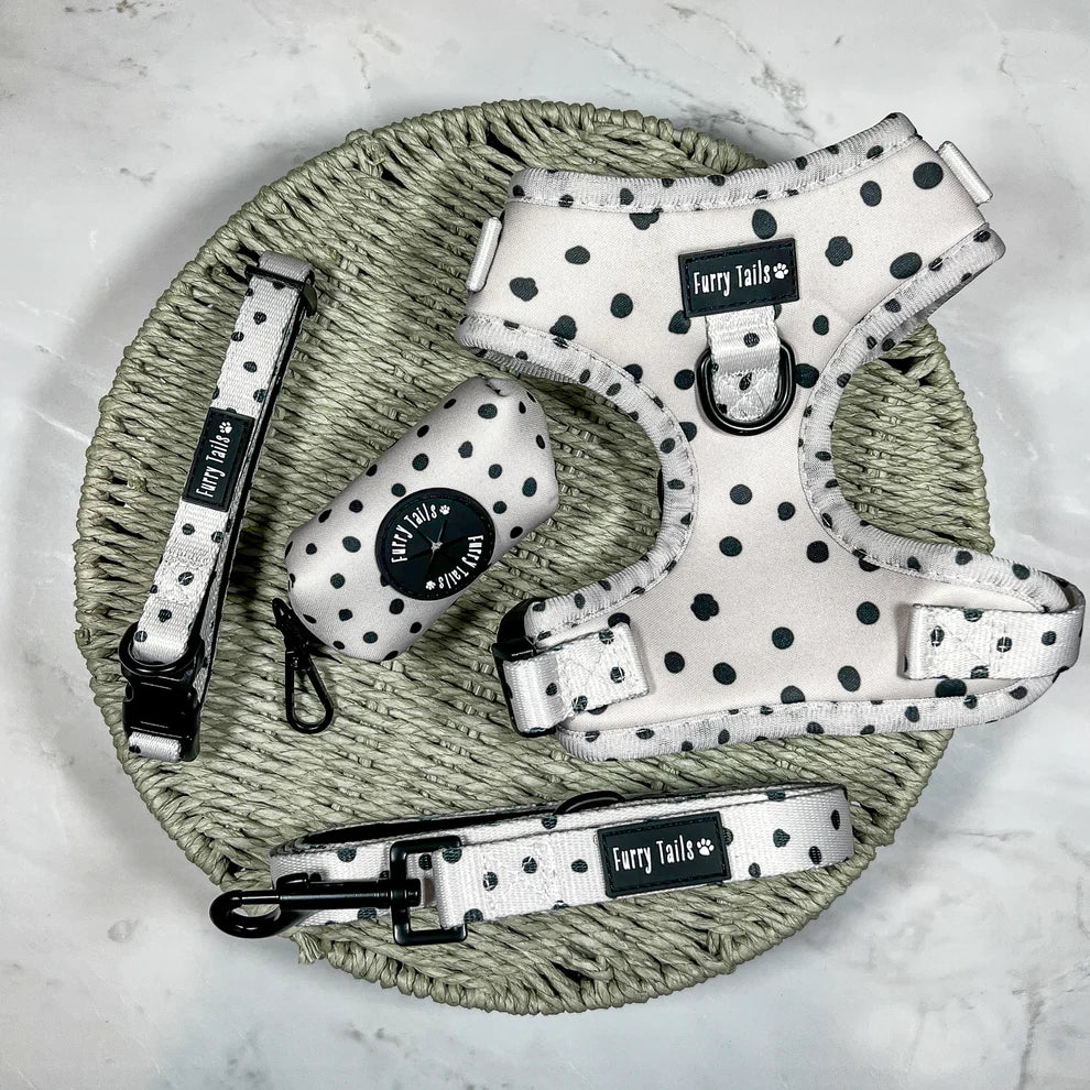 Adjustable Dog Harness (Full Set) (Cookie 'N' Cream) – Dog Harness, Dog Collar, Dog Lead, Dog Poo Bag Holder – by Furry Tails-1