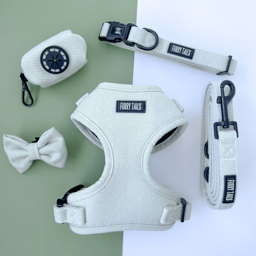 Dog Harness (Full Set) (Peppermint) – Dog Harness, Dog Collar, Dog Lead, Dog Poo Holder, Dog Bow Tie – by Furry Tails-2