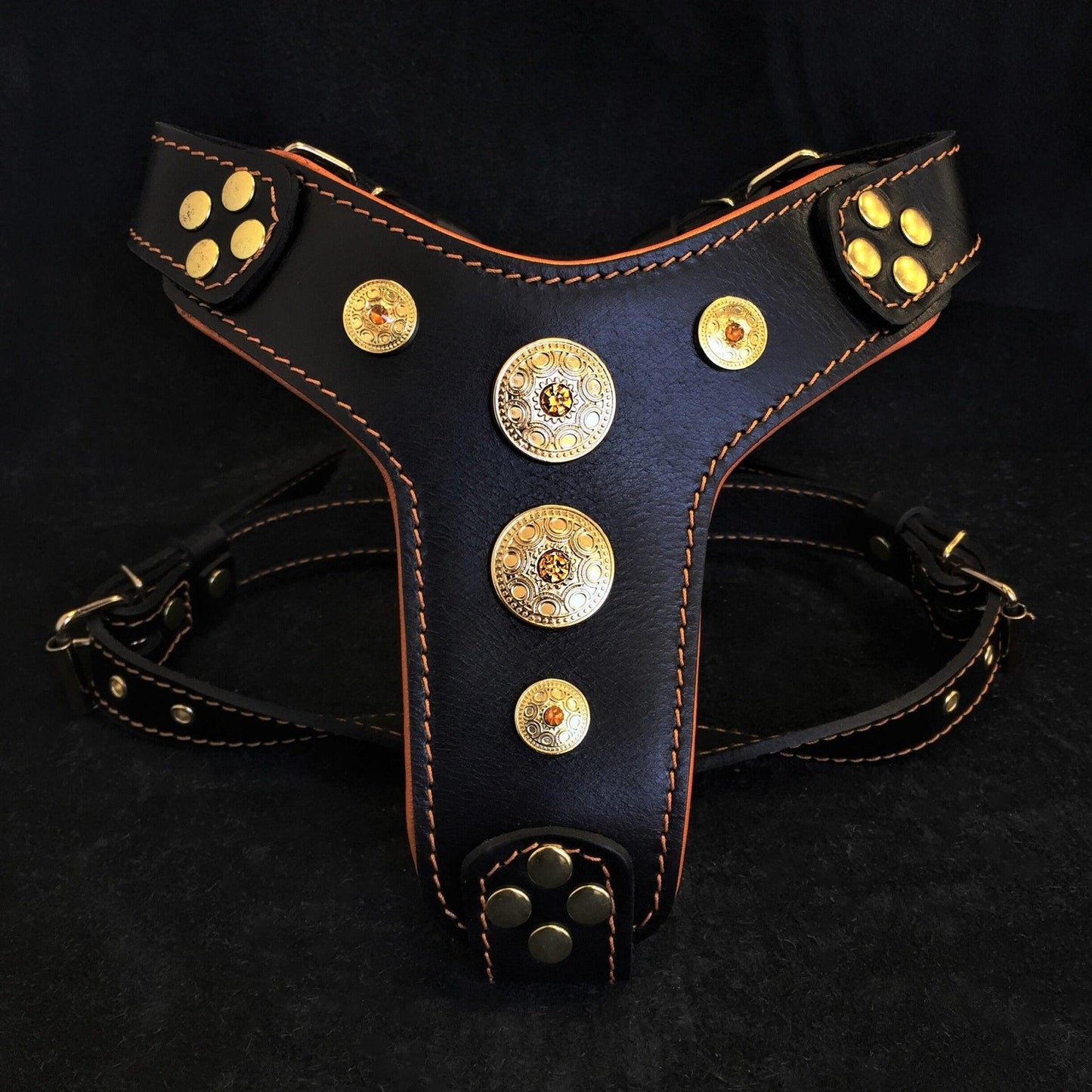The ''Bijou'' Harness Black & Orange Small to Medium Size-0