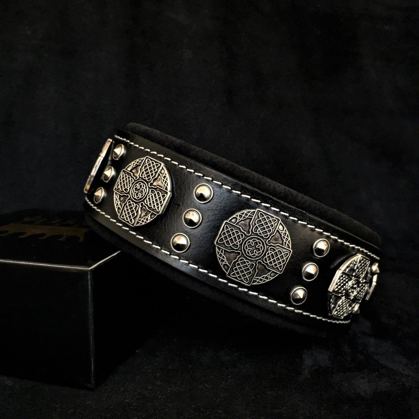 The "Maximus" Collar 2.5 inch wide Black & Silver-0