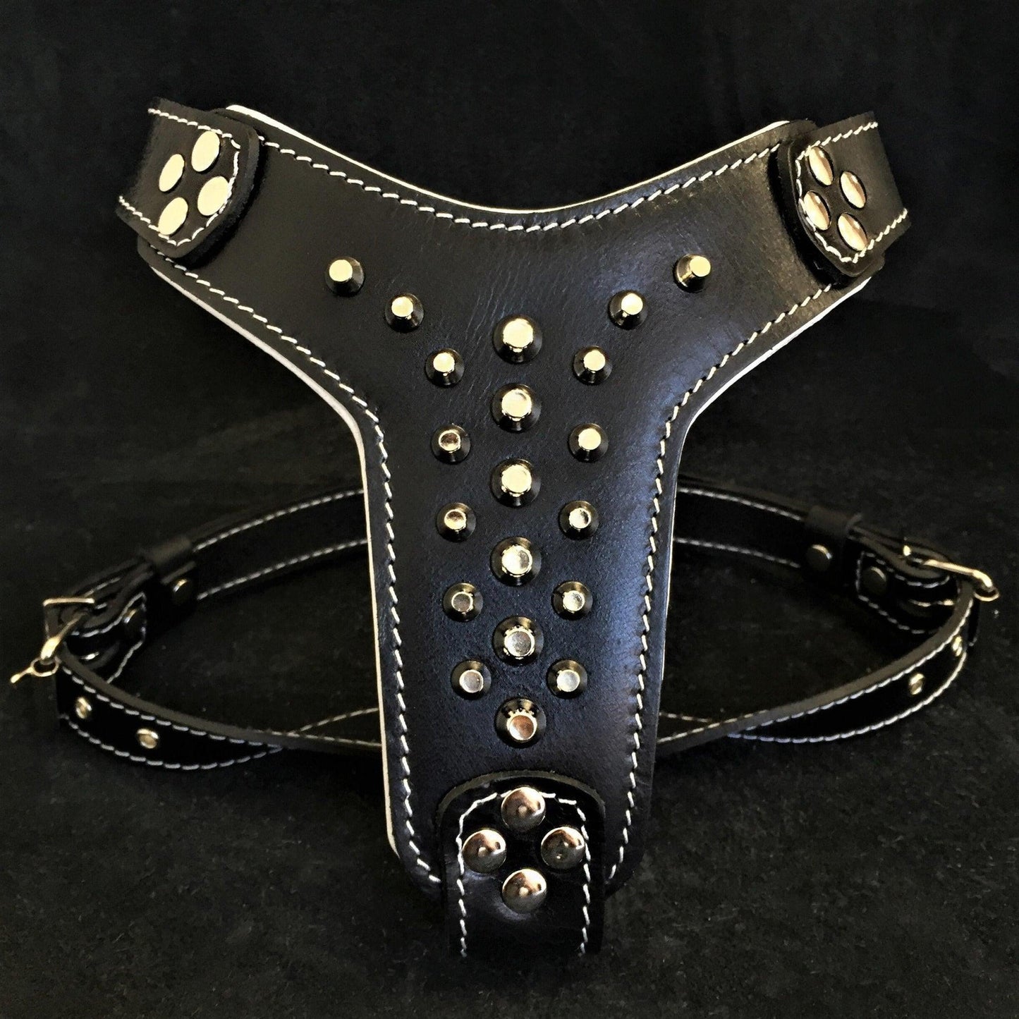 The "Rocky" Studded Leather Harness Small to Medium Size-0