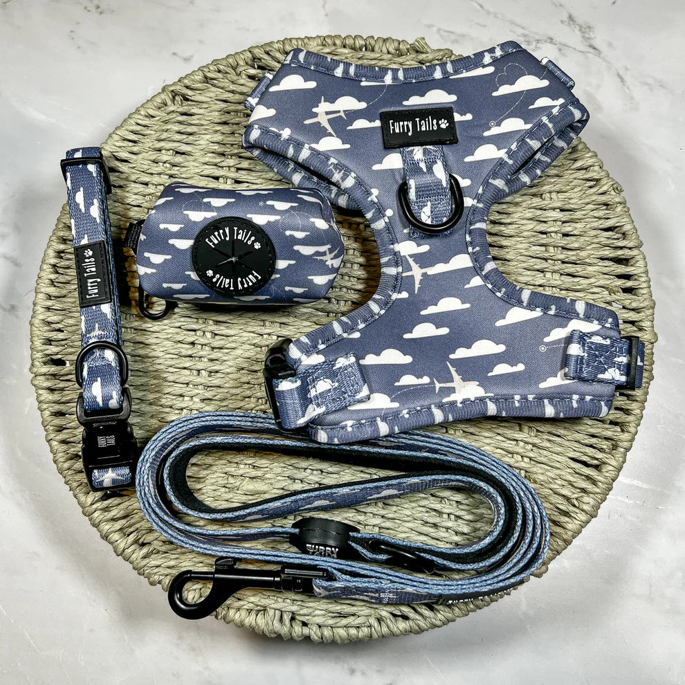 Adjustable Dog Harness (Full Set) (Cotton Trails) – Dog Harness, Dog Collar, Dog Lead, Dog Poo Bag Holder – by Furry Tails-0
