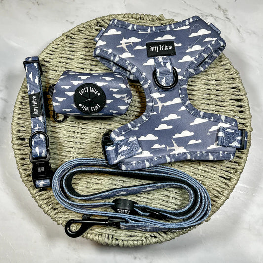 Adjustable Dog Harness (Full Set) (Cotton Trails) – Dog Harness, Dog Collar, Dog Lead, Dog Poo Bag Holder – by Furry Tails-0