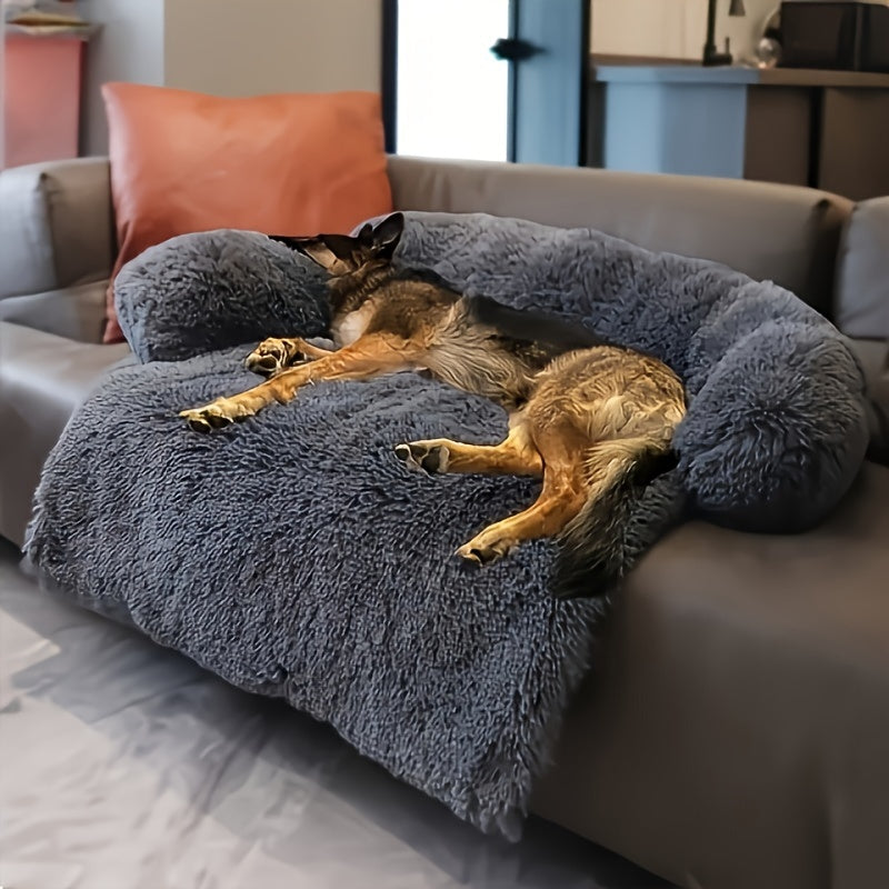 Pet Plush Sofa Bed with Neck Cushion-1