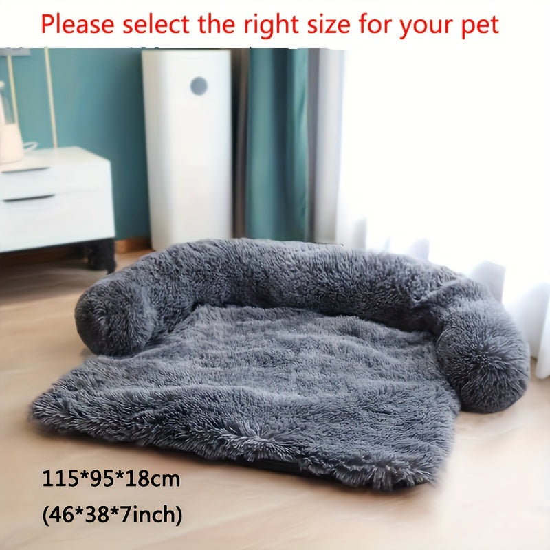 Pet Plush Sofa Bed with Neck Cushion-3