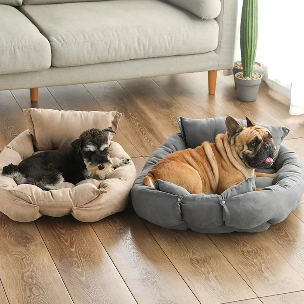 3-in-1 Multifunction Dog And Cat Bed Soft Cotton Convertible Pet Mat Brown-3