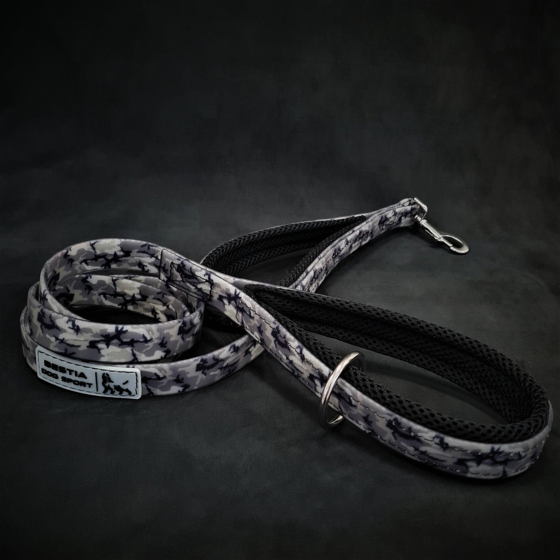 BESTIA DOG SPORT Dual Handle Leash Grey Camo-1