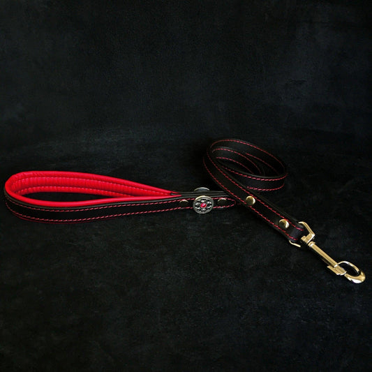 ''Bijou'' Leather Lead Red-0