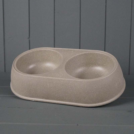 Earthy Large Duo Pet Bowl Made with Straw (31x18cm)-0