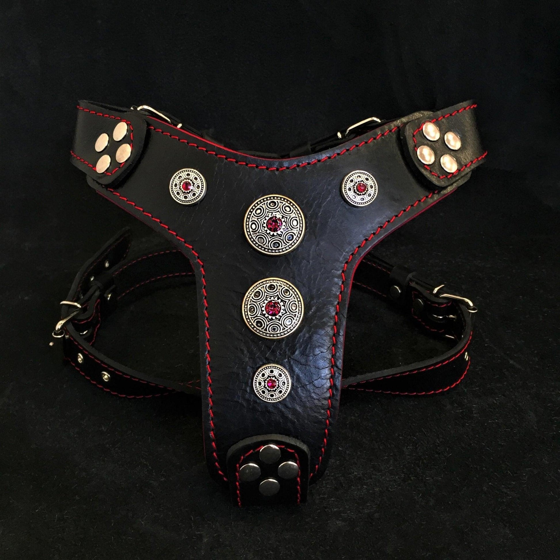 The ''Bijou'' Harness Black & Red Small to Medium Size-0