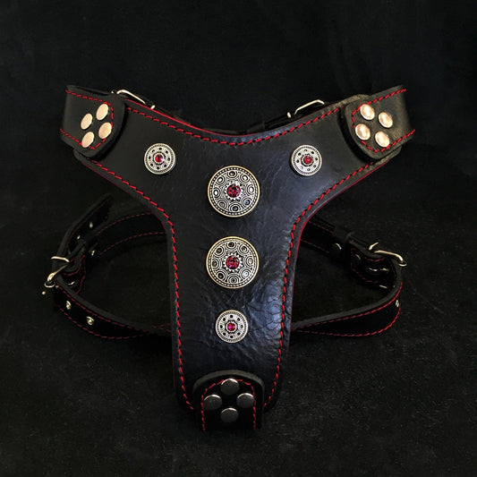 The ''Bijou'' Harness Black & Red Small to Medium Size-0