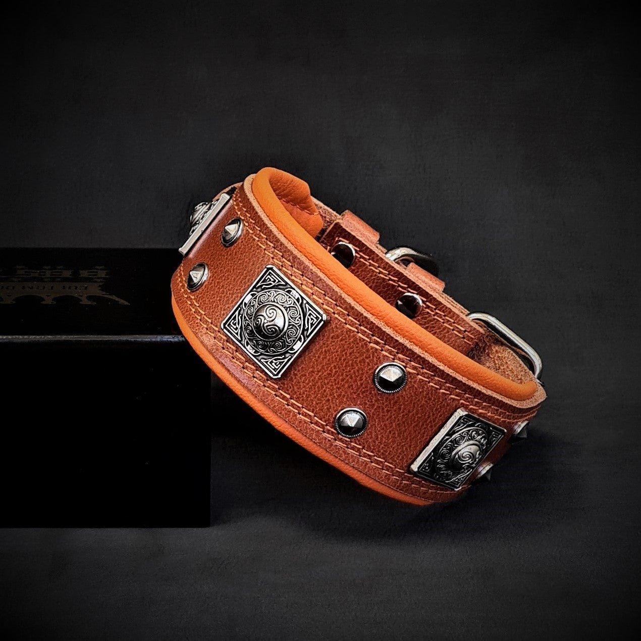 The "Eros" Collar 2 inch wide brown & orange-0