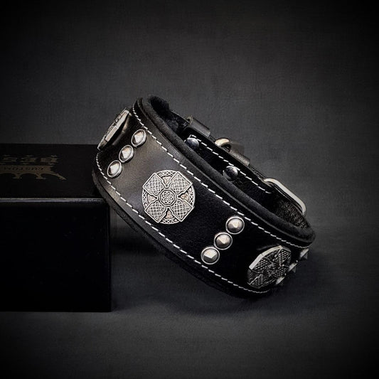 The "Maximus" Collar 2 inch wide Black & Silver-0