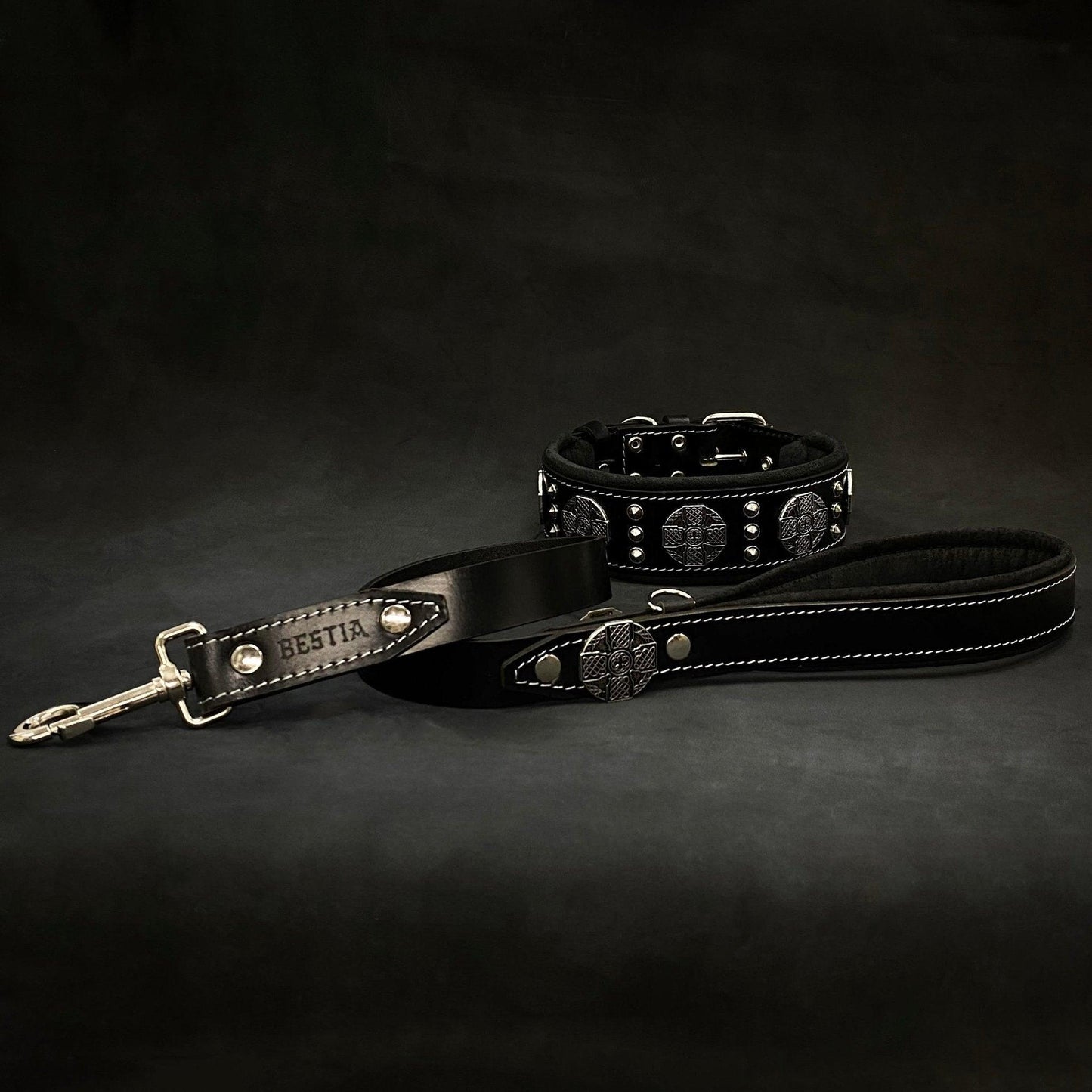 The "Maximus" Collar 2.5 inch wide Black & Silver-4