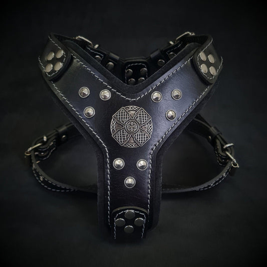 The ''Maximus'' Harness Black & Silver Small to Medium Size-0