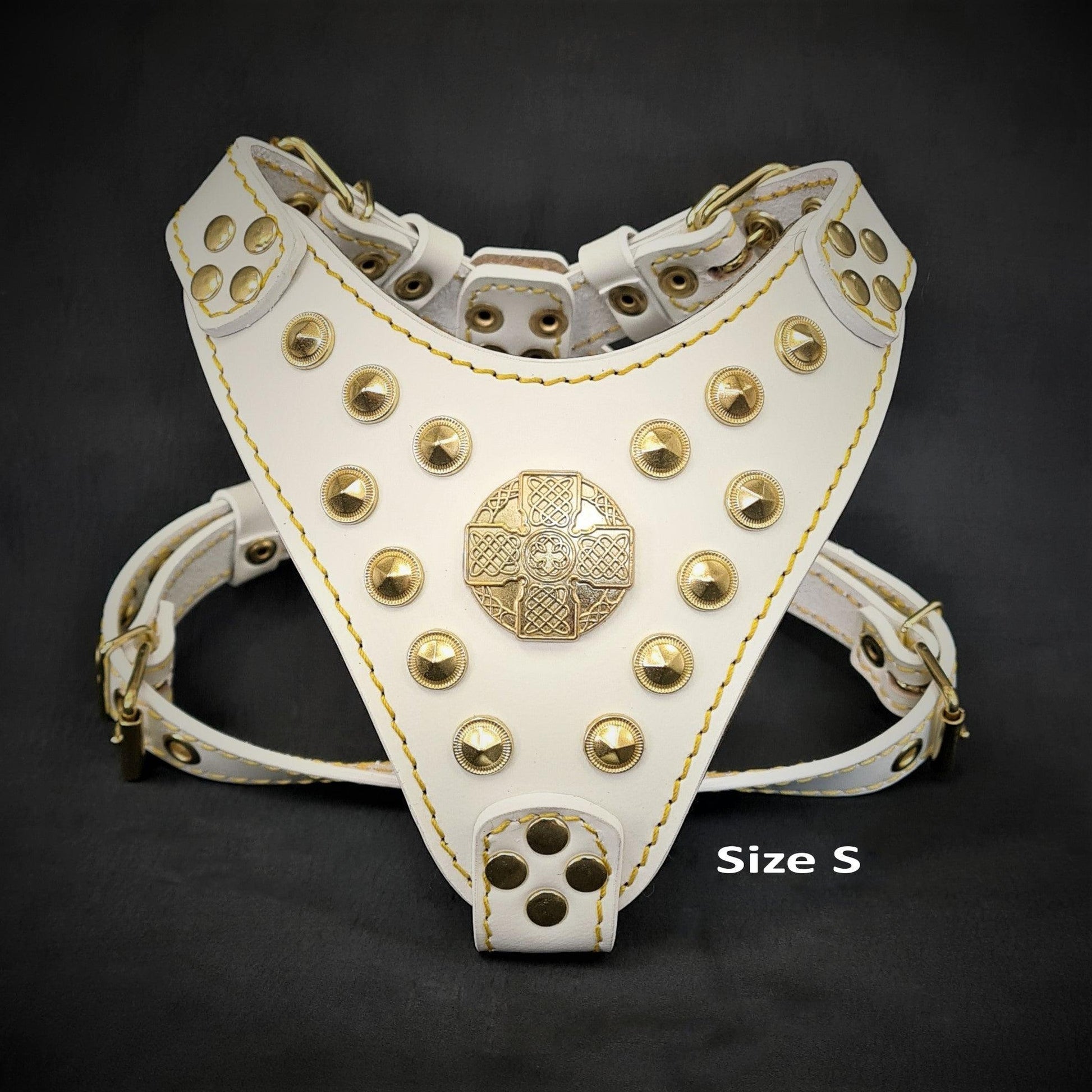 The ''Maximus'' Harness White & Gold Small to Medium Size-1