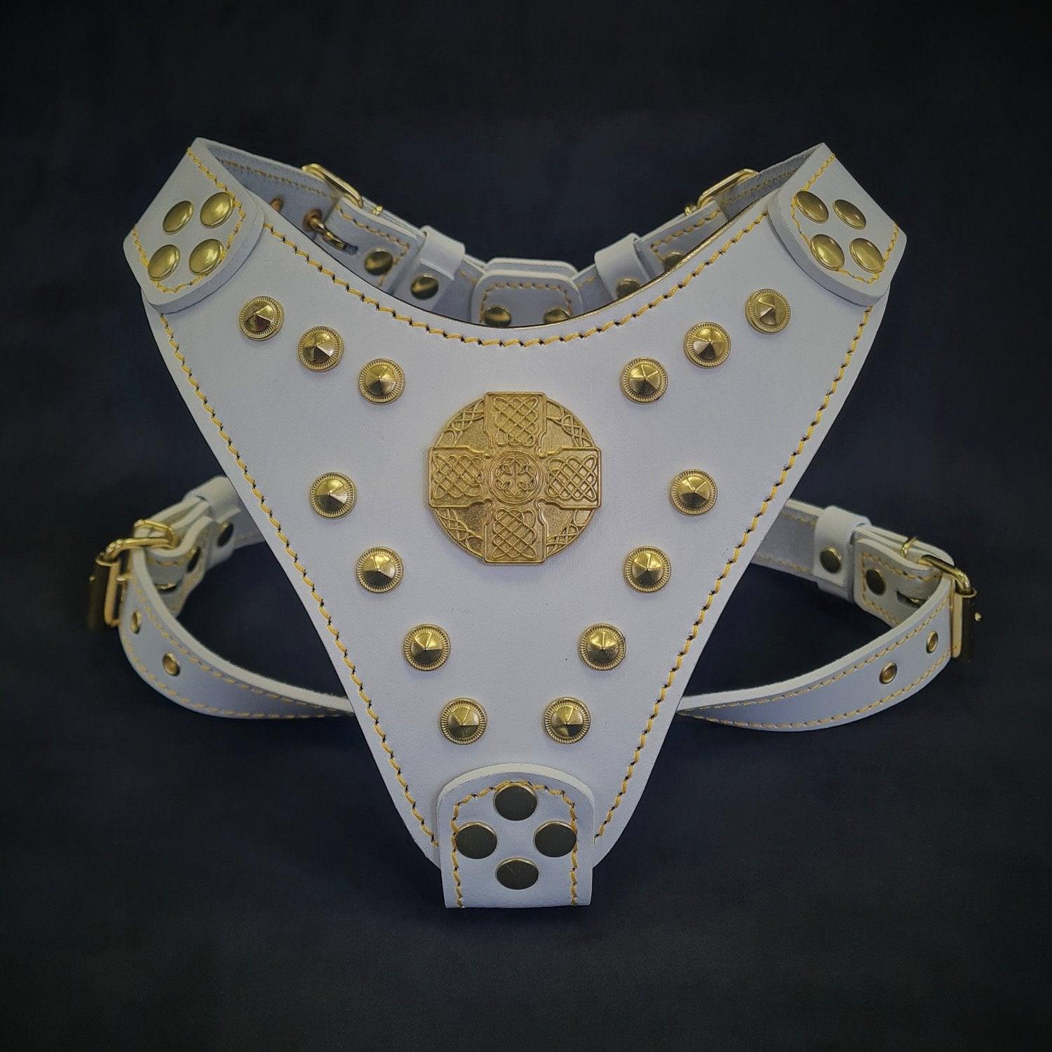 The ''Maximus'' Harness White & Gold Small to Medium Size-0