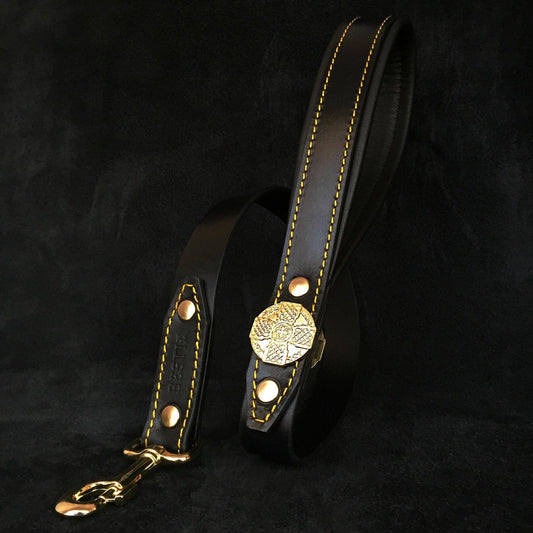 The "Maximus" Leash Black & Gold-0