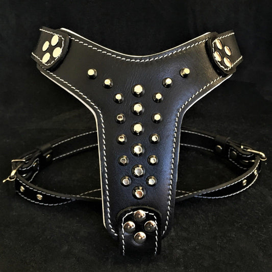 The "Rocky" Studded Leather Harness Small to Medium Size-0